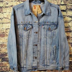 Levi's Baggy Trucker Jacket Studded Denim Size XL
